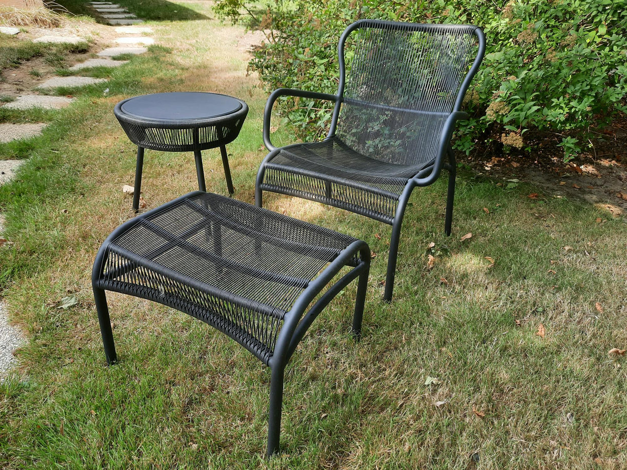 Set Loop lounge Chair, Loop footrest & Loop side table zwart