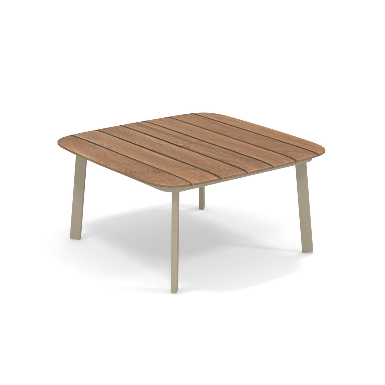 Shine Coffee table Aluminium + Teak top