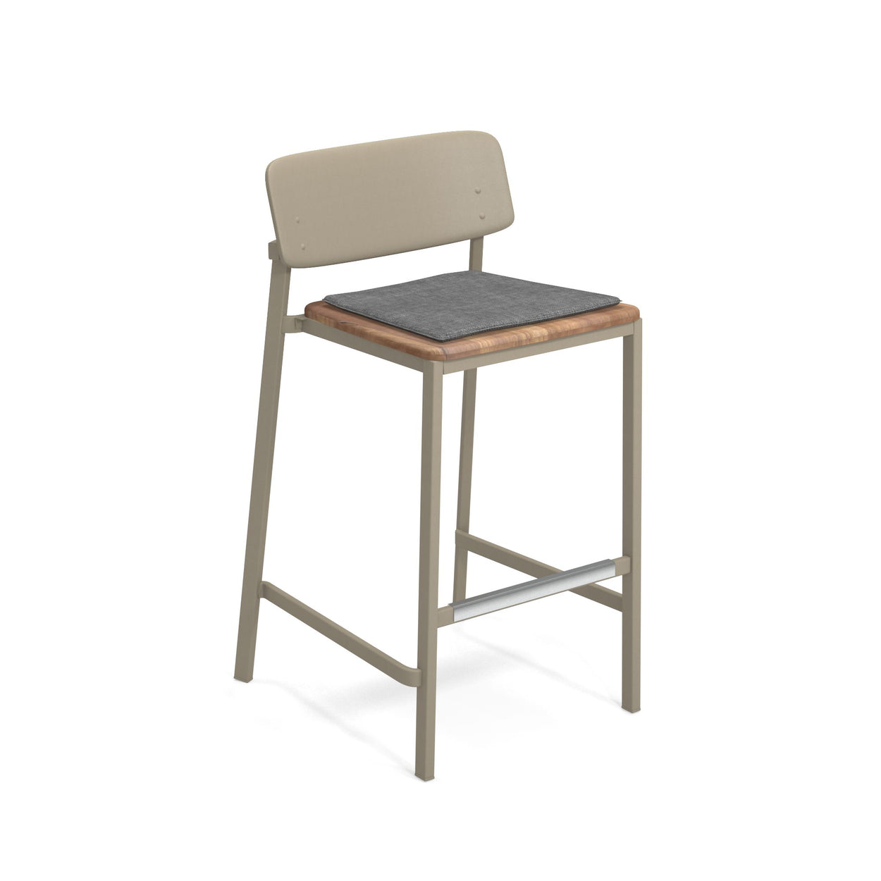 Shine Barkruk Aluminium + Teak / 2 stuks