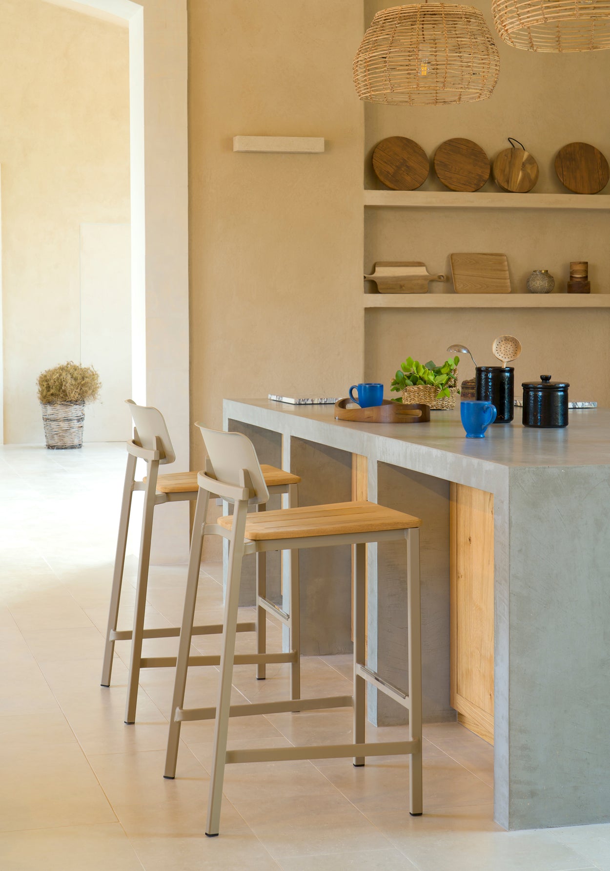 Shine Barkruk Aluminium + Teak / 2 stuks