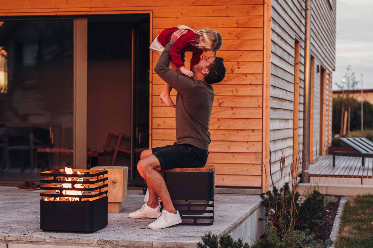 Cube Fire Basket Black