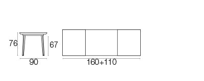 Set Plus4 tafel 220+110 + Apero armchair x8 - Grey green / Curry yellow