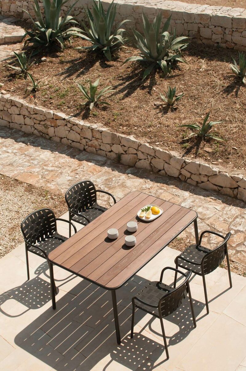 Set Yard tafel 160x97,5 cm, Yard armchair x4 aluminium