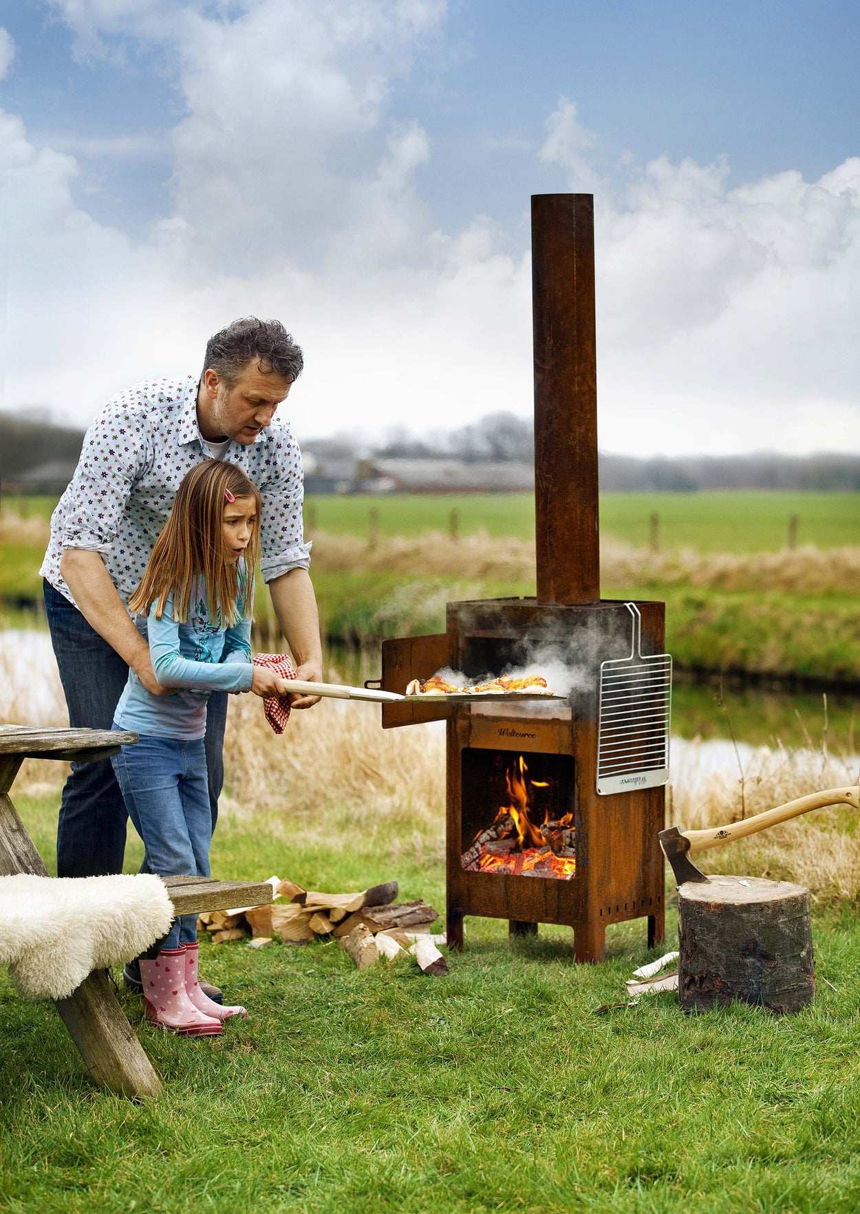Outdooroven met pizzaoven + gratis pizzaschep, thermometer en gloves