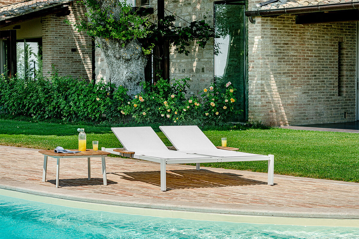 Shine Coffee table Aluminium + Teak top