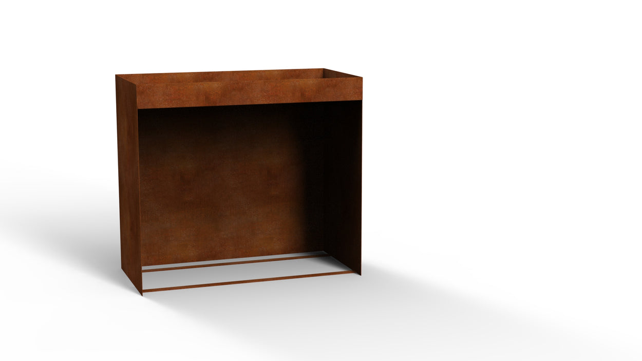 Houtstapelaar cortenstaal, met kruidentuin