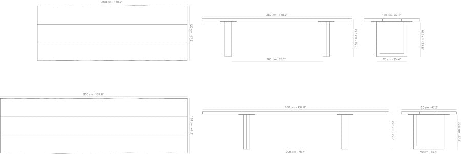 Nature - Dining table - 3 sizes - 2 colours