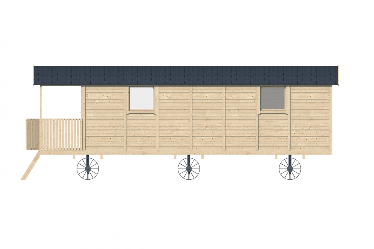 Pipowagen JIMMY XL 840cm incl. veranda bouwpakket