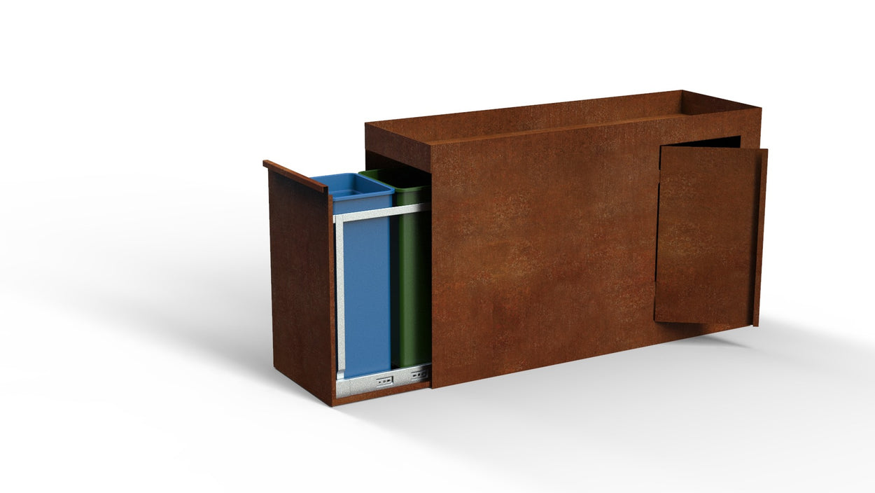 Afvalbak 70L dubbel - Extra lang met opbergruimte - 3 kleuren