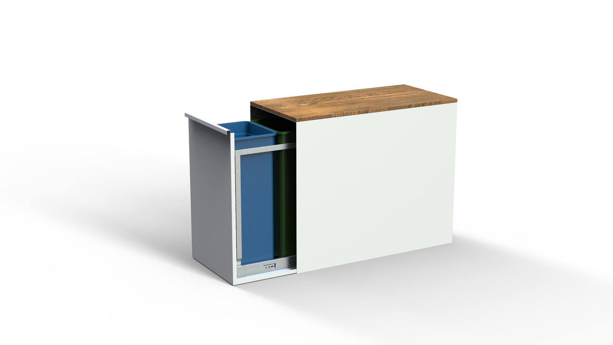 Afvalbak 70L dubbel - 3 kleuren