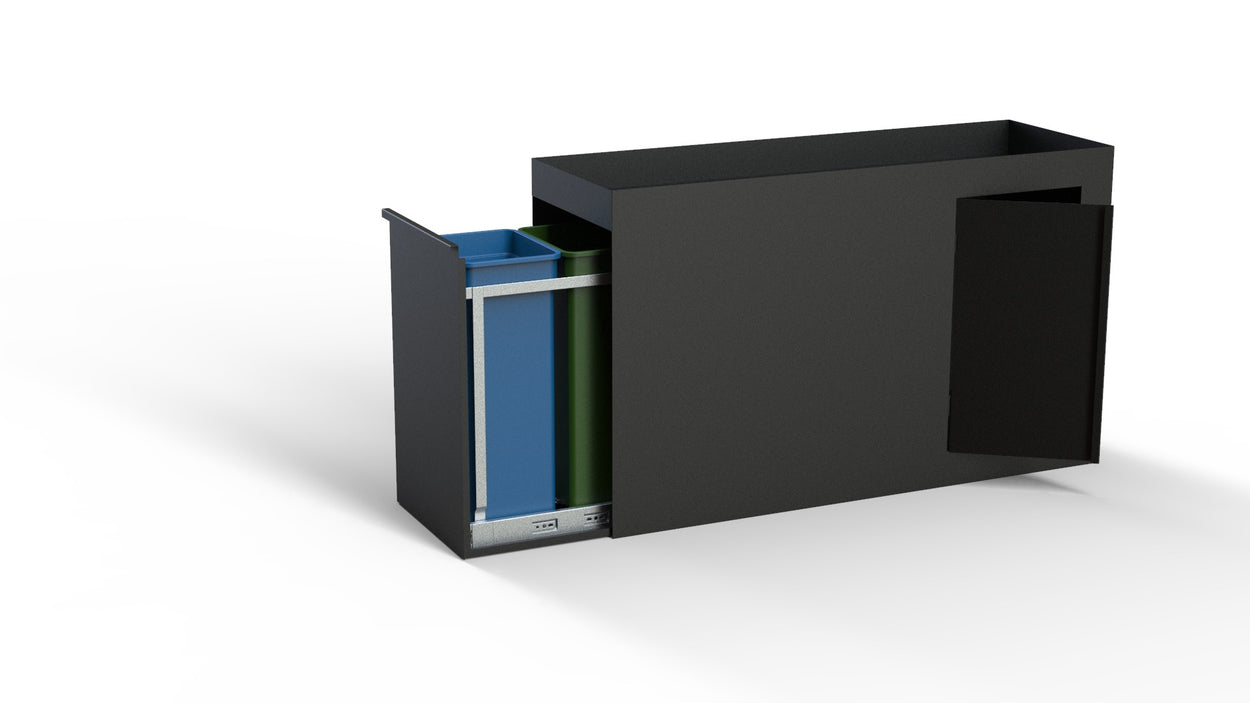 Afvalbak 70L dubbel - Extra lang met opbergruimte - 3 kleuren