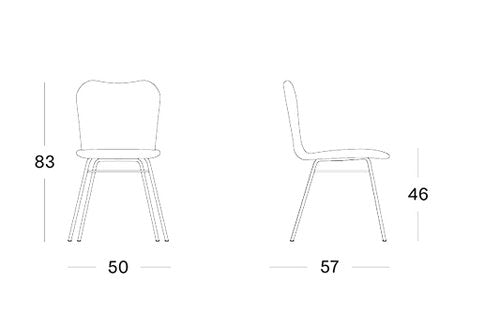 Lena Dining chair - steel A base