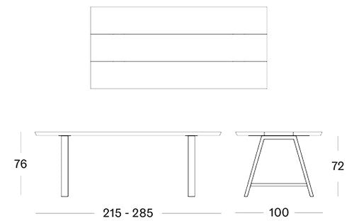 Set Matteo Dining table 215x100cm + Matteo Bench + Edgard dining chair x3