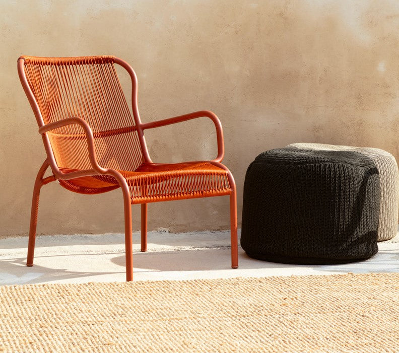Set Loop lounge Chair, Loop footrest & Loop side table terracotta